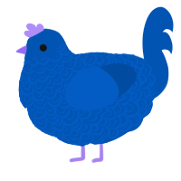 A ultramarine chicken with a double-lace pattern