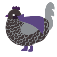 A silver and grey chicken with a lace pattern