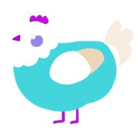 A aqua and cream chicken with a head pattern