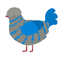 A ash and sapphire chicken with a bar pattern