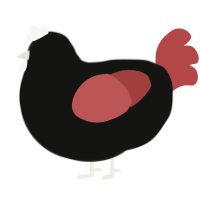A black and red chicken
