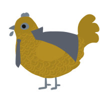 A ochre chicken with a double-lace pattern