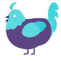 A overcast and aqua chicken with a head pattern