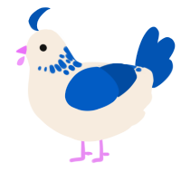 A cream and ultramarine chicken with a neck-speckle pattern