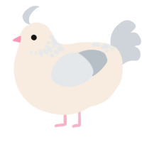 A cream and mist chicken with a neck-speckle pattern