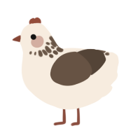 A cream and bark chicken with a neck-speckle pattern