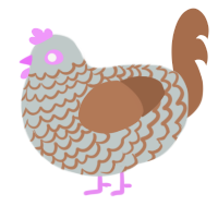 A silver and brown chicken with a lace pattern