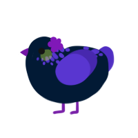 A tumblr and indigo chicken with a neck-speckle pattern