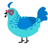 A aqua and sapphire chicken with a half-lace pattern