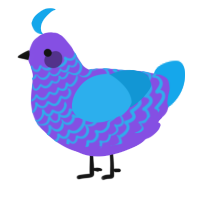 A blurple and sky chicken with a lace pattern
