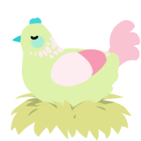 A apple and rose chicken with a neck-speckle pattern