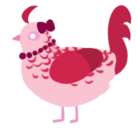 A rose and crimson chicken with a half-lace pattern