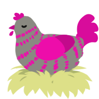 A ash and fuchsia chicken with a bar pattern