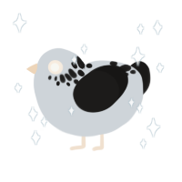 Drei, a mist and sable chicken with a neck-speckle pattern