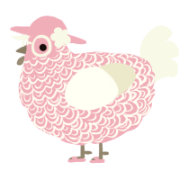 A pink and white chicken with a double-lace pattern