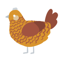 A orange and russet chicken with a lace pattern
