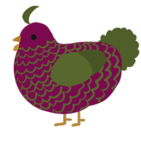 A wine and olive chicken with a lace pattern