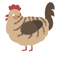 A beige and bark chicken with a half-bar pattern