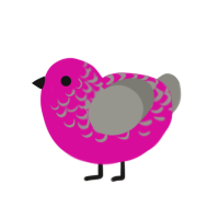 Flashfire, a fuchsia and ash chicken with a half-lace pattern