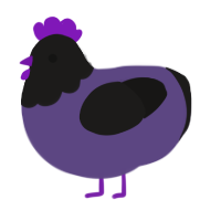 A overcast and sable chicken with a head pattern