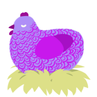 A lilac and amethyst chicken with a double-lace pattern