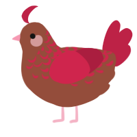 A russet and crimson chicken with a half-lace pattern