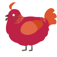 A crimson and vermilion chicken with a neck-band pattern
