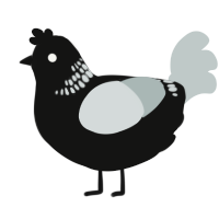 A black and silver chicken with a neck-band pattern