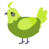 A chartreuse and lime chicken with a head pattern