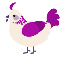 A cream and plum chicken with a neck-speckle pattern