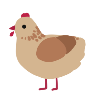 A beige and brown chicken with a neck-speckle pattern