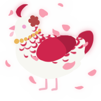 A white and crimson chicken with a half-lace pattern