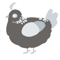 A grey and mist chicken with a neck-speckle pattern