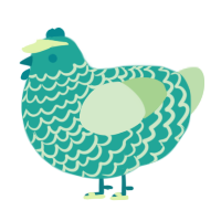 A turquoise and gluppy chicken with a lace pattern