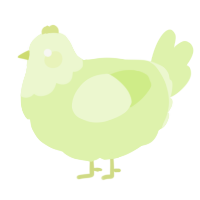 A apple chicken with a head pattern
