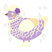 A lilac and cream chicken with a lace pattern