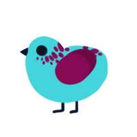 BLUUU, a aqua and wine chicken with a neck-speckle pattern