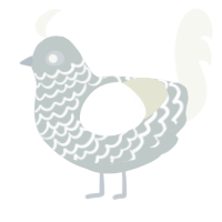 A silver and white chicken with a lace pattern