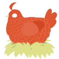 A vermilion chicken with a lace pattern
