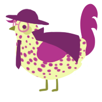 A apple and amethyst chicken with a speckle pattern