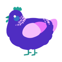 A indigo and lavender chicken with a neck-band pattern
