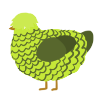 A lime and olive chicken with a lace pattern