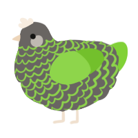 A grey and grass chicken with a lace pattern