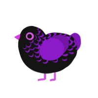 choth, a black and violet chicken with a half-lace pattern