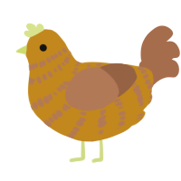 A ochre and brown chicken with a bar pattern
