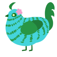 A aqua and viridian chicken with a bar pattern