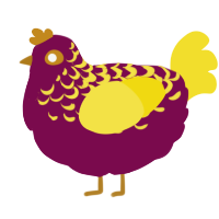 A wine and yellow chicken with a half-lace pattern