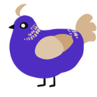 A indigo and beige chicken with a neck-band pattern