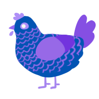 A ultramarine and blurple chicken with a lace pattern