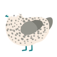 A cream and ash chicken with a speckle pattern